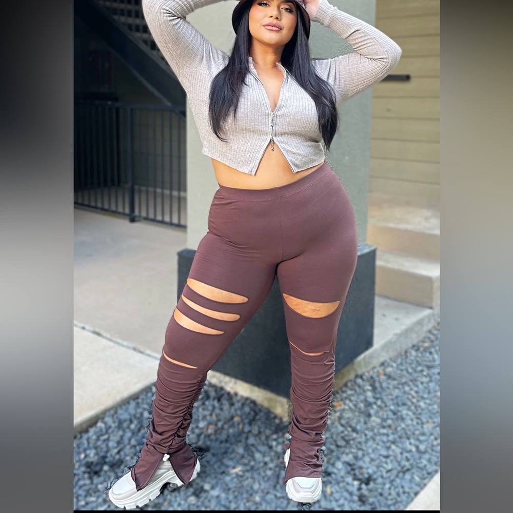 Fashion nova stacked pant🤎